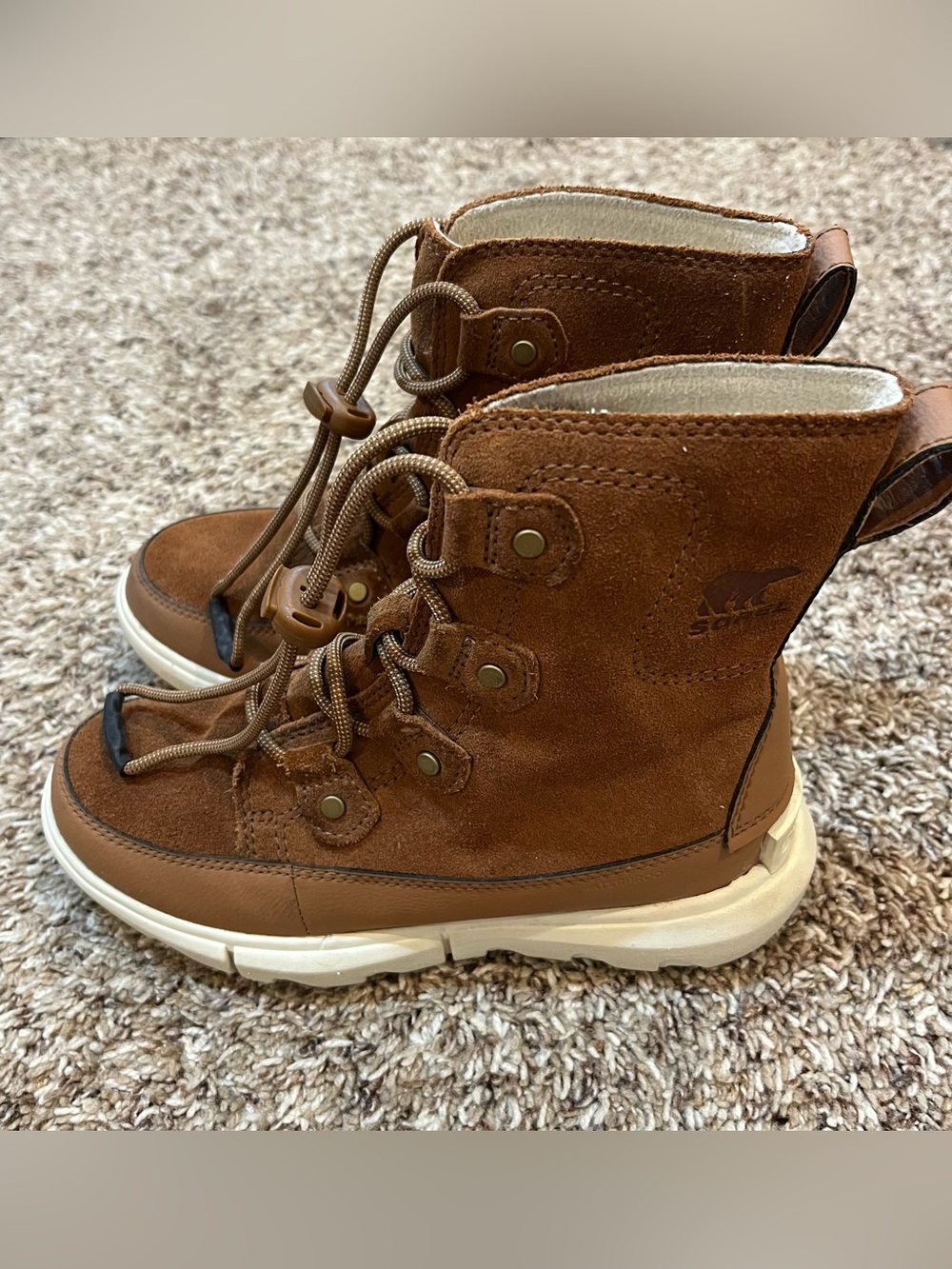 Sorel Explorer Unisex Kids Brown Suede Lace-Up Ankle Boots Size 2 EU 33